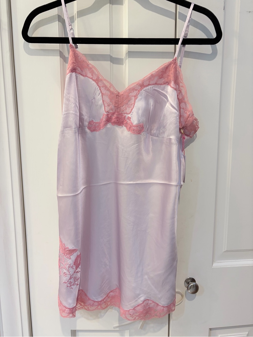 Gold Hawk Silk and Lace Trim Chemise Slip in Light Pink